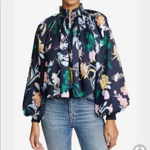 Tibi Gothic Floral Edwardian Top